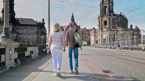 Wide shot of the Augustus Bridge. Stock Footage 327972289