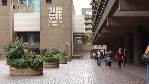 Wide shot of the Barbican Centre Stock Footage 123645234