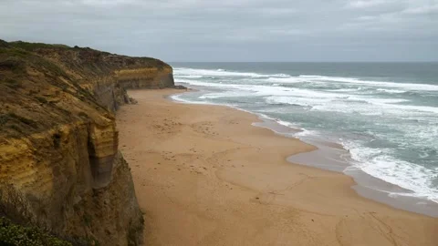 Wide shot of beach Gibson Step Beach Stock Footage 274345548