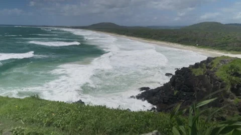 Wide shot of beach from view point Vídeos de archivo 297717273