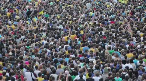 Wide shot of big unrecognizable crowd of football fans. Thousands of people Stock-Footage 22226325