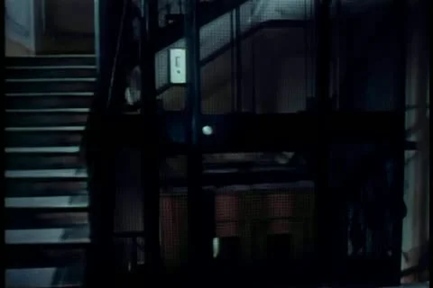 Wide shot of cage elevator going up 스톡 동영상 11357162