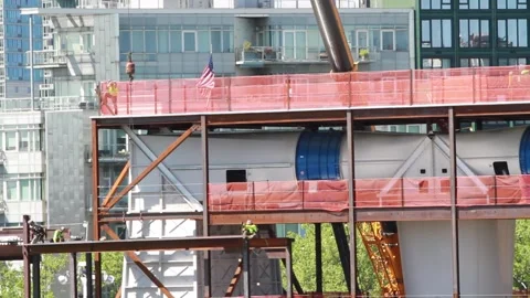 Wide shot construction workers, new york 库存影片 242452474