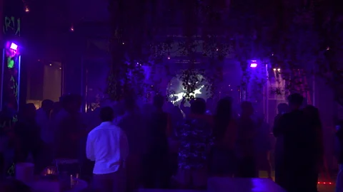 Wide Shot Crowd Dancing at Electronic Music Club Damaria Bali 4K Vídeos de archivo 335138547