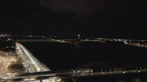 Wide shot Daugava River Stock Footage 319344349