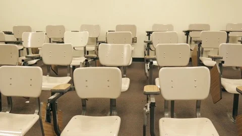 Wide Shot of Deserted Classroom Stock Footage