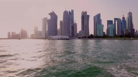 Wide shot Doha cityscape Stock Footage 74002181