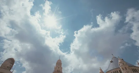 Wide shot of the Dormition abbey in Jerusalem Stock Footage 63526559
