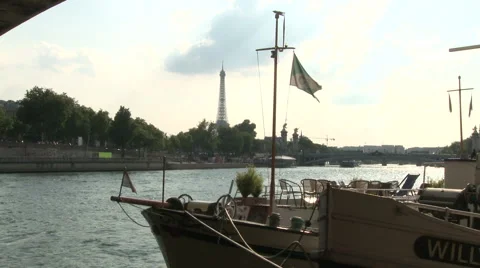 Wide Shot of Eiffel Tower Through Fountain Stock Footage 52886662