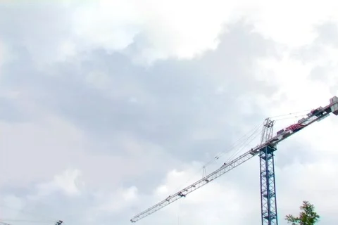 Wide Shot of an Elevated Construction Crane Stock Footage 372667
