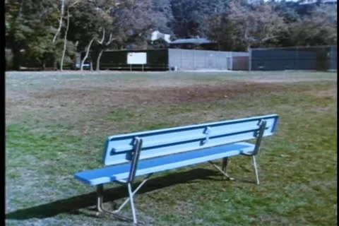 Wide shot of empty bench on baseball field Stock-Footage 11365733