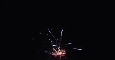 Wide shot of fireworks explosions Stock Footage