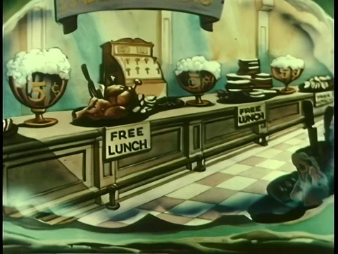 Wide shot free lunch buffet Stock Footage 261022355