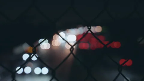 Wide shot of freeway bokeh lights at night – Southern California Stock Footage 317989065