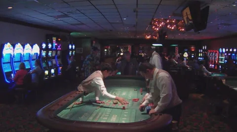 Wide Shot Gaming Area With Craps Table Inside Casino Stock Footage 51229213
