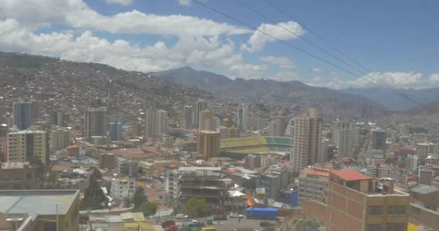 Wide shot of the Hernando Siles stadium and the Miraflores neighborhood Stock-Footage 87731141