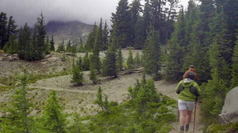 Wide shot of hikers Stock Footage 59310097