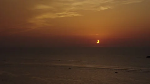 Wide Shot of Ibiza Sunset During Solar Eclipse 스톡 동영상 343095264