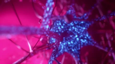 A Wide shot of illuminating neuron stem within brain Stock Footage 155301438