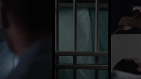 Wide shot of inmates preparing prison break, 2000s, USA - Reenactment 스톡 동영상 243737534