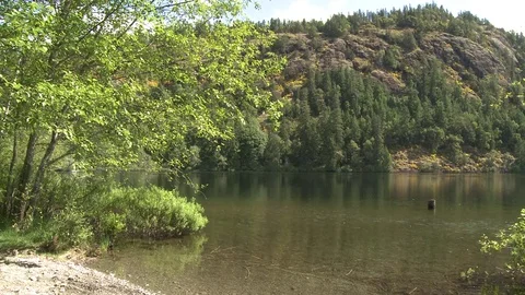 Wide shot of Lake Stock Footage 75239032