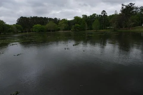 Wide shot of Lake Leon in Tom Brown Park Stock Photos