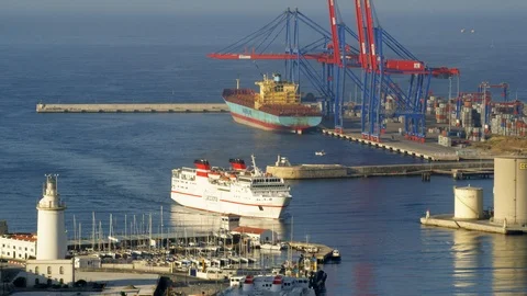 Wide Shot, Lockdown, 20 Seconds Or Greater, Sailing, Ferry, Harbor, Stock Footage 95859561