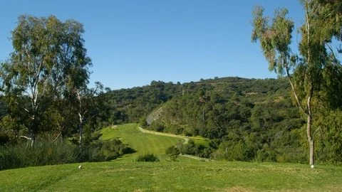 Wide Shot, Lockdown, 30 Seconds Or Greater, Sport, Golf, Golf Course, Swinging, Stock Footage 94100304