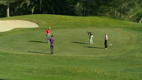 Wide Shot, Lockdown, 50 Seconds Or Greater, Sport, Golf Course, Golf, Swinging, Stock Footage 94105414