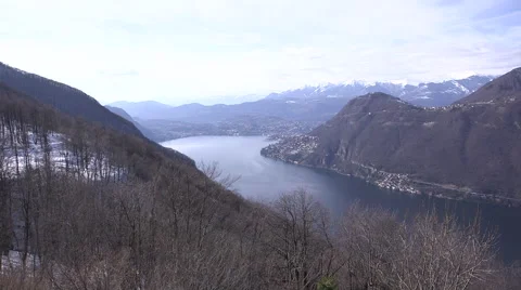 Wide Shot looking down over lake Como Stock Footage 65166082