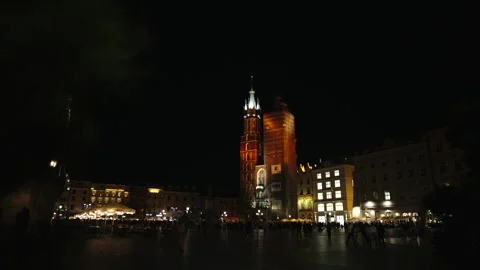 Wide shot of Main Market Square, Krakow 動画素材 338324741