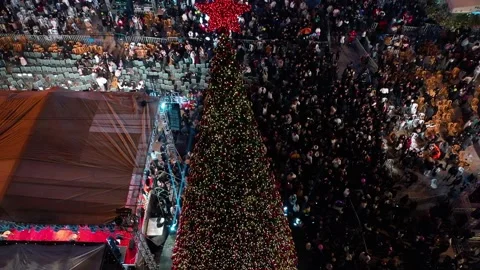 Wide shot of Manger Square during Christmas celebrations Stock Footage 327615242
