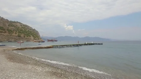 Wide shot, Marmaris beach Stock Footage 80889805