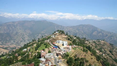 Wide shot of mountains and clouds, Melamchi, Nepal Stock Footage 139690004