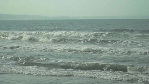 Wide shot of ocean waves in 30 fps. Stock Footage 312861106