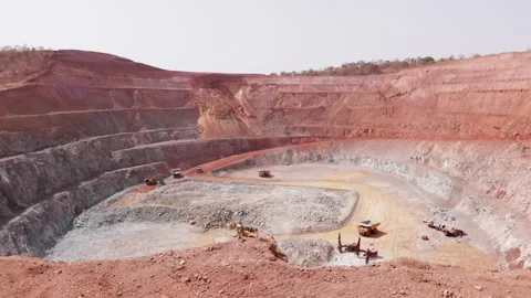 Wide shot. Open-pit mining operations Stock Footage 241213592