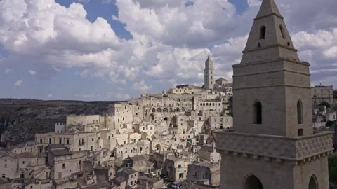 Wide shot over the Sassi district in Matera, Italy. Version 2 Stock Footage 281117203