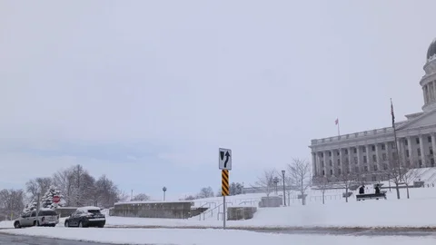Wide shot pan right of Utah State Capitol Stock Footage 86749331