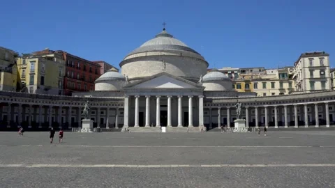 Wide shot of Piazza Del Plebiscito square in Naples, Italy Stock Footage 202272181