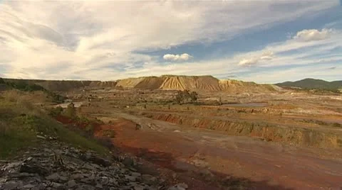 Wide shot of pit Mining - Rio Tinto - Spain Stockbeeldmateriaal 22114367