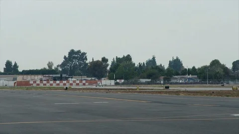 Wide Shot Plane Takeoff Stock Footage 92680470