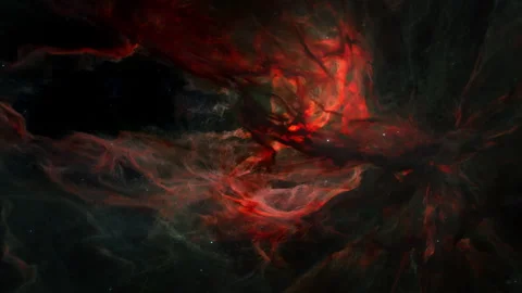 Wide Shot of Red Hydrogen Nebula with Hot Glowing Proto Stars Stock Footage 273638163