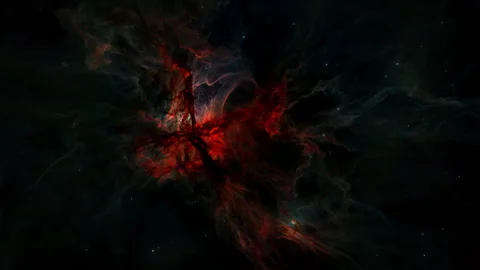Wide Shot of Red Hydrogen Nebula with Hot Glowing Proto Stars Stock Footage 273638223