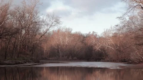 Wide shot of a river in fall Stock Footage 44803367