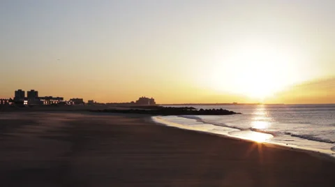 Wide shot of Rockaway Beach Stock Footage 51237679
