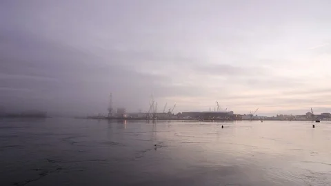 Wide shot shipyard Stock Footage 91362771