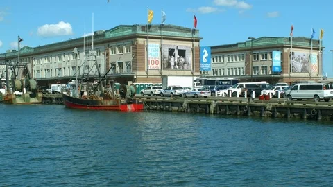 Wide Shot Side view of the Boston Fish Pier Stock Footage 79606788