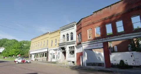 Wide shot of small town 4 Stock Footage 142665071