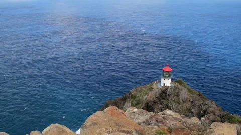 Wide-shot static background shot of Oahu's Makapu'u Lighthouse Stock Footage 272348630