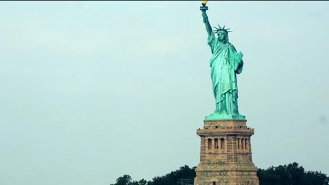 Wide Shot of the Statue of Liberty With Camera Movement Stock Footage 322049932